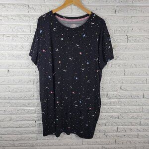 Joyspun Womens Pajama Top 2X 3X Gown Black Night Sky Pockets Loungewear BLA43E